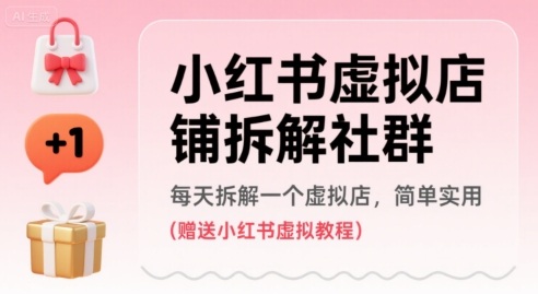 小红书虚拟店铺拆解社群，每天拆解一个虚拟店，简单实用(赠送小红书虚拟教程)-娃菜资源网