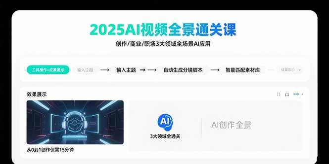 （15762期）2025AI视频全景通关课：涵盖创作/商业/职场3大领域 掌握AI全场景应用-娃菜资源网