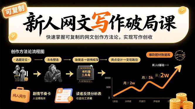 （15688期）新人网文写作破局课：快速掌握可复制的网文创作方法论，实现写作创收-娃菜资源网