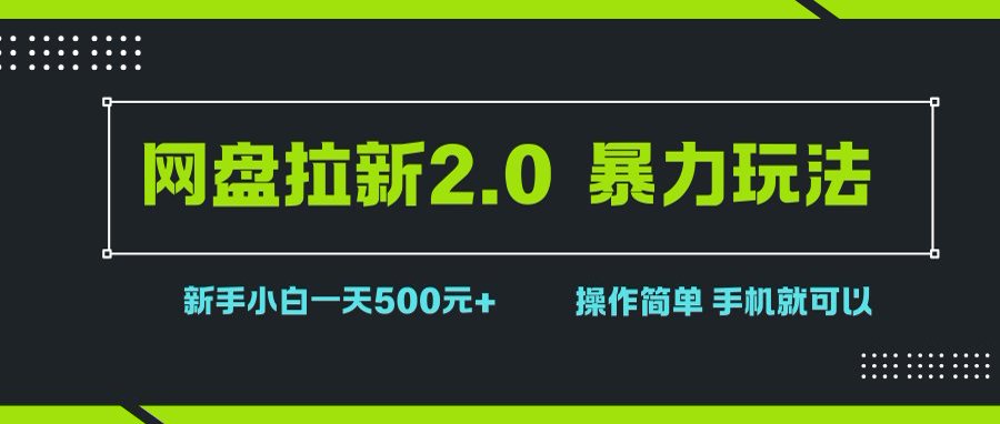 （15759期）网盘拉新2.0，暴力玩法，新手小白一天轻松500，操作简单-娃菜资源网