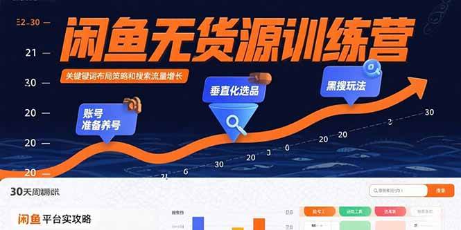 （15698期）闲鱼无货源训练营：账号准备养号/垂直化选品/黑搜玩法，0基础30天盈利指南-娃菜资源网