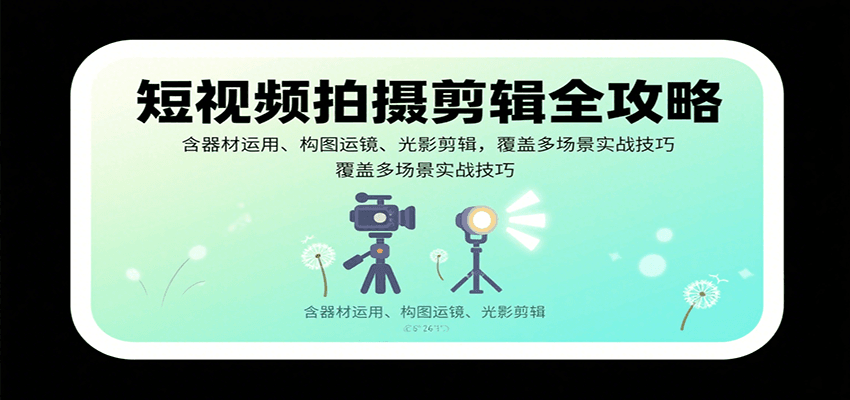 短视频拍摄剪辑全攻略：含器材运用、构图运镜、光影剪辑，覆盖多场景实战技巧-娃菜资源网