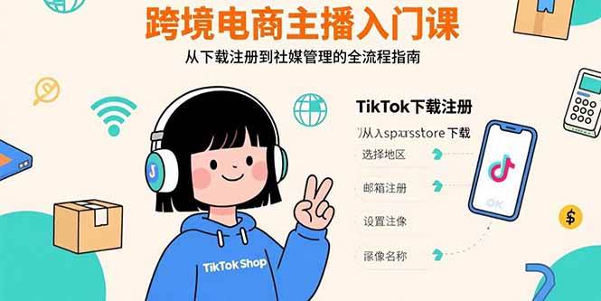 （15708期）跨境电商主播入门课，TikTok下载注册，支付工具配置，社媒账号管理全流程-娃菜资源网