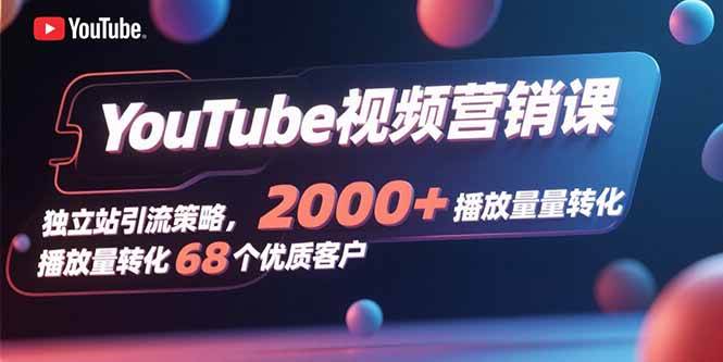 （15740期）YouTube视频营销课，独立站引流策略，2000+播放量转化68个优质客户-娃菜资源网