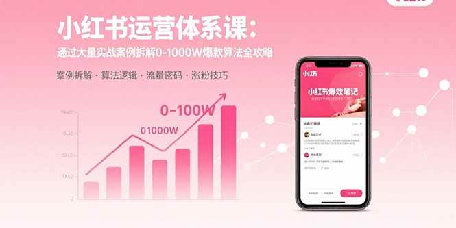 （15792期）小红书运营体系课：通过大量实战案例拆解0-1000W爆款算法全攻略-娃菜资源网