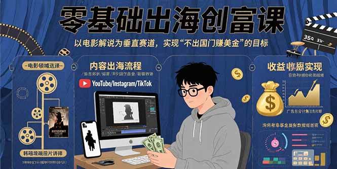 （15709期）零基础出海创富课：以电影解说为垂直赛道，实现不出国门赚美金的目标-娃菜资源网