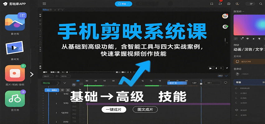 手机剪映系统课，从基础到高级功能，含智能工具与四大实战案例，快速掌握视频创作技能-娃菜资源网