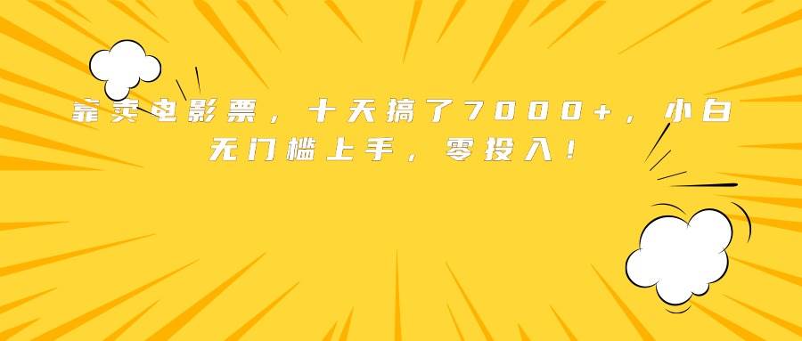 （15821期）靠卖电影票，十天搞了7000+，小白无门槛上手，零投入！-娃菜资源网