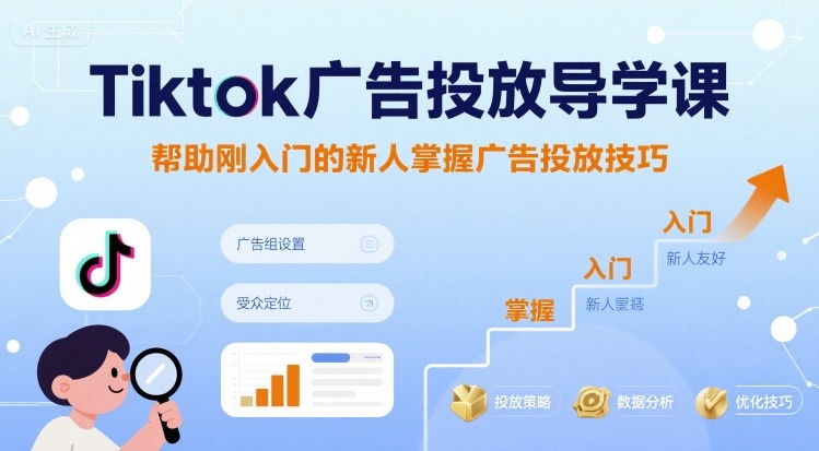 Tiktok广告投放导学课，帮助刚入门的新人掌握广告投放技巧-娃菜资源网