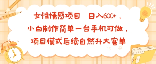 女性情感项目 小白制作简单一台手机可做 项目模式后续自然升大客单 日入6张-娃菜资源网